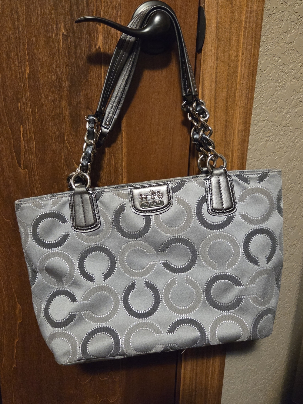Coach Silver Signature Tote Bag